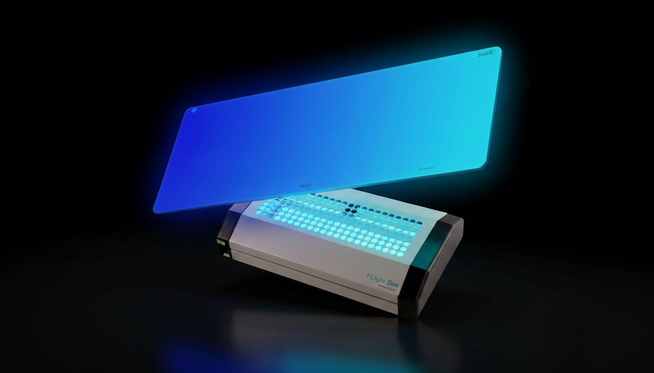 FLYghtDuo insect light trap with its bioVE+ board glowing